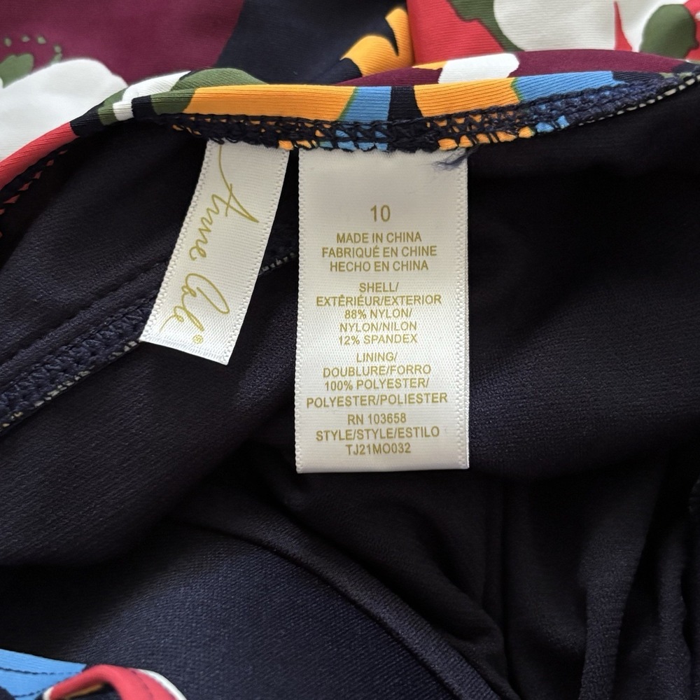 Anne Cole One Piece Shirred Swimsuit Size 10 Removable Straps New With Tags - Picture 6 of 8